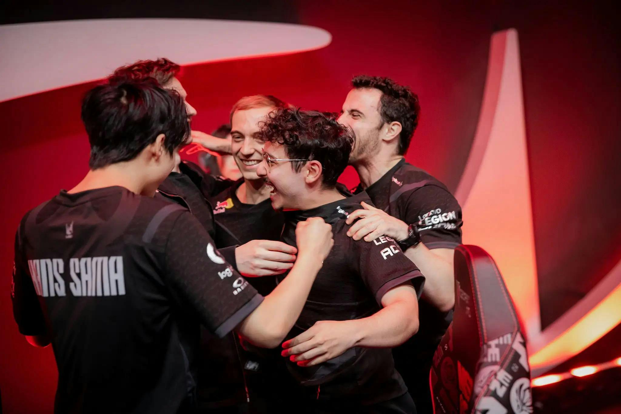 G2, celebrating after beating TES. Credit: Colin Young-Wolff/Riot Games