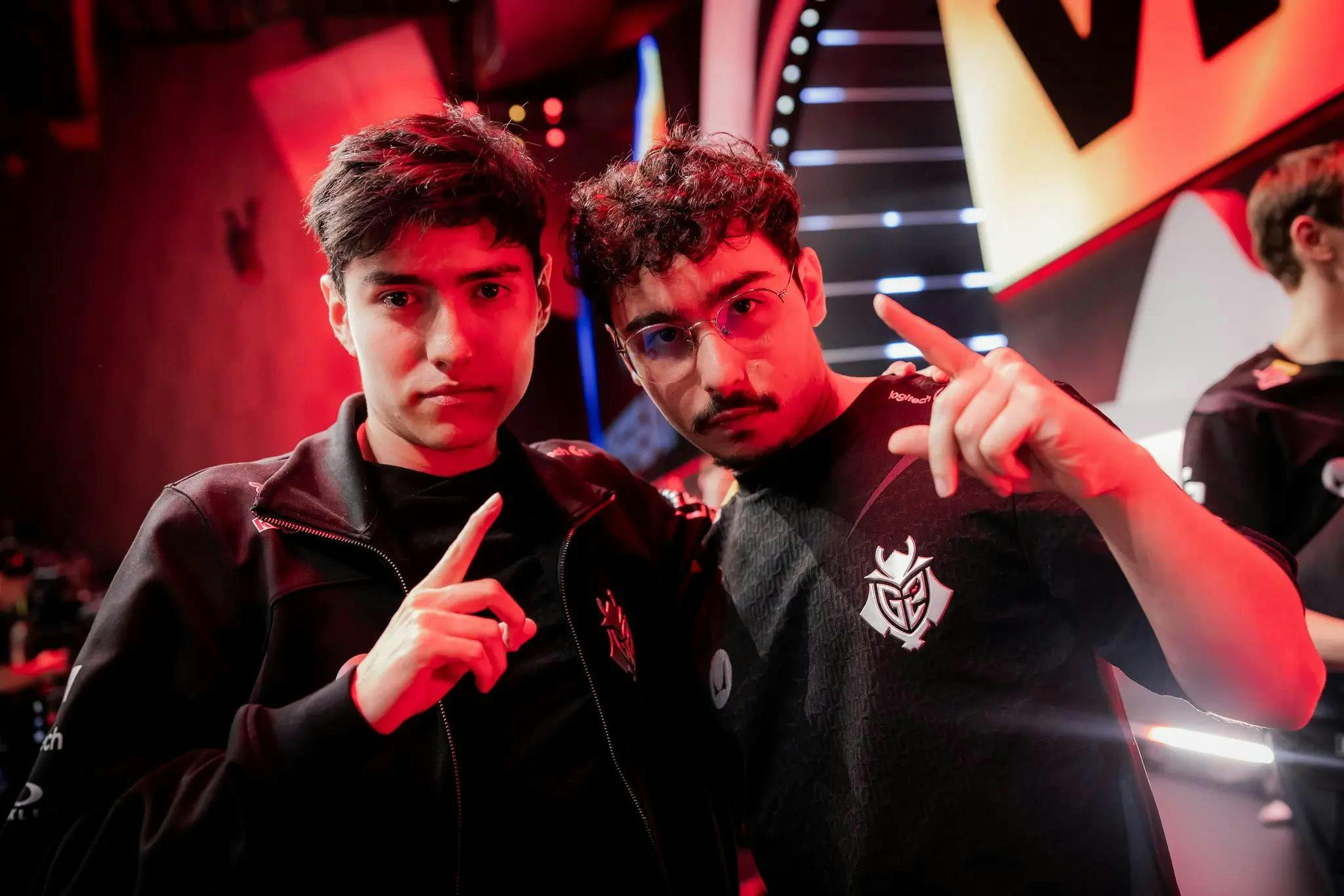 BrokenBlade and Yike, posing after their victory. Credit: Colin Young-Wolff/Riot Games