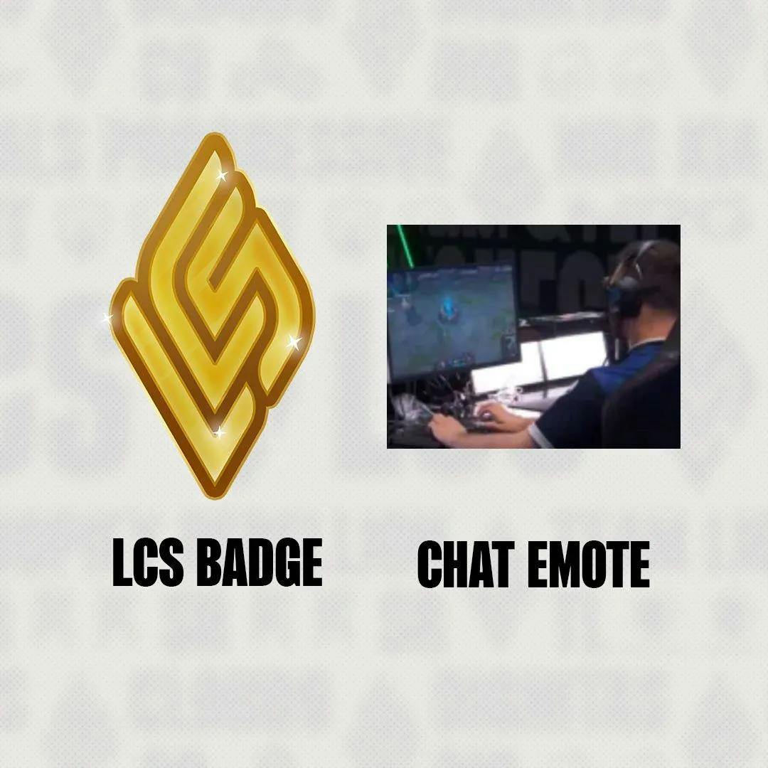 LCS Badge and example of an emote to be available for subs only on Twitch. Source: Riot Games.