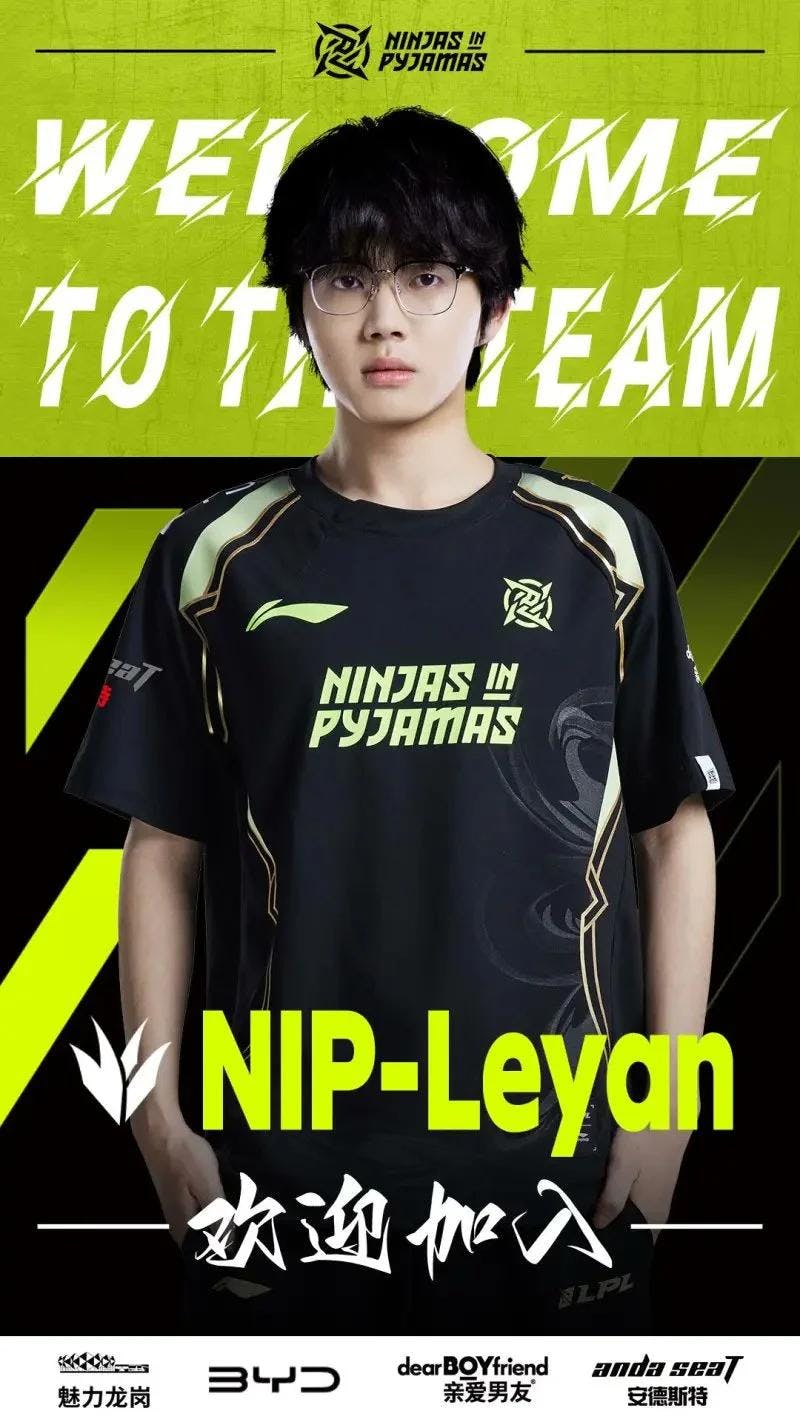 Leyan joins Ninjas in Pyjamas in the LPL.